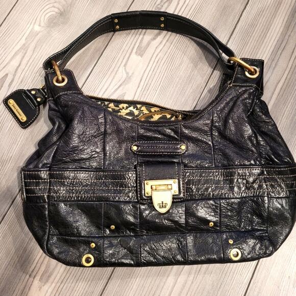 Juicy Couture Leather Hobo Handbag / Authentic / Black / Inner Lining / Logo - Picture 1 of 5